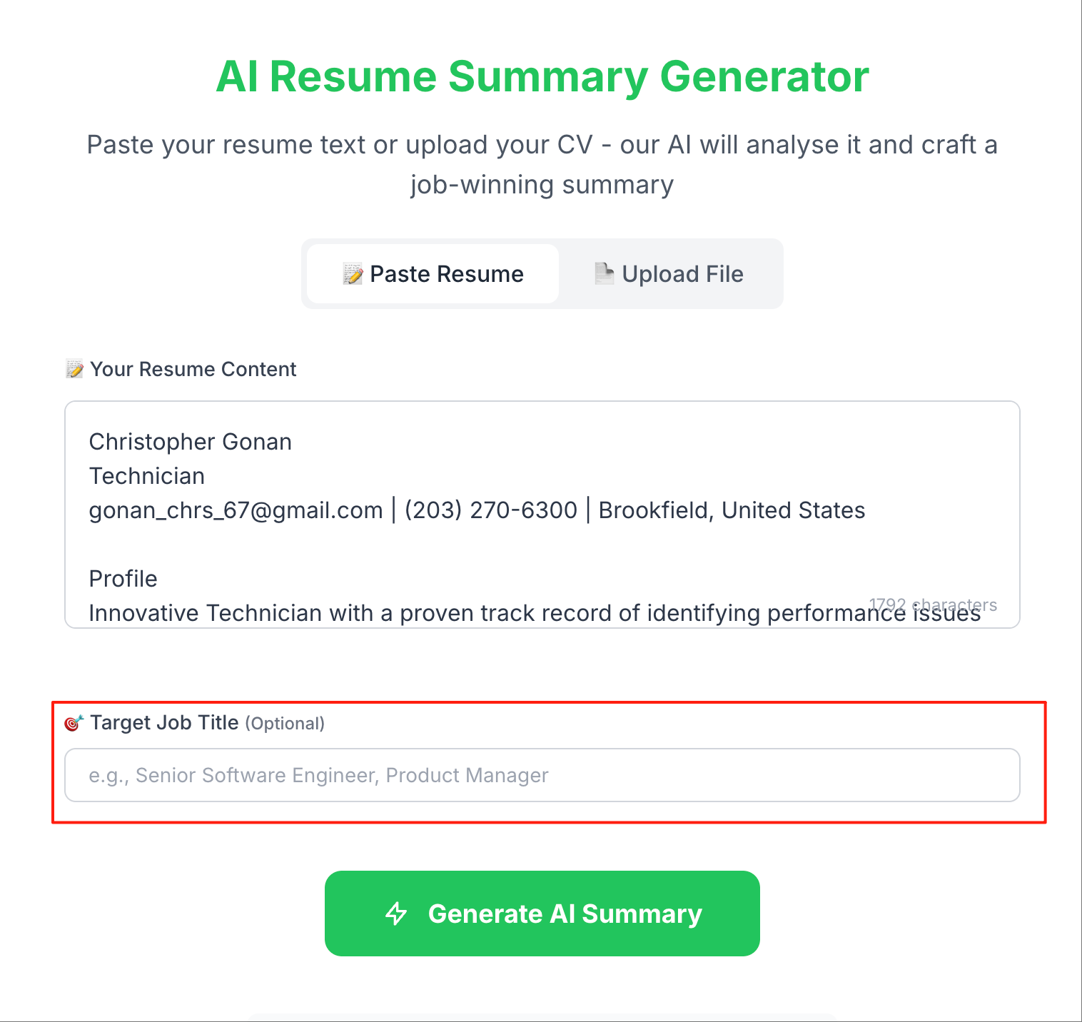 Step 2: Add Target Job Title