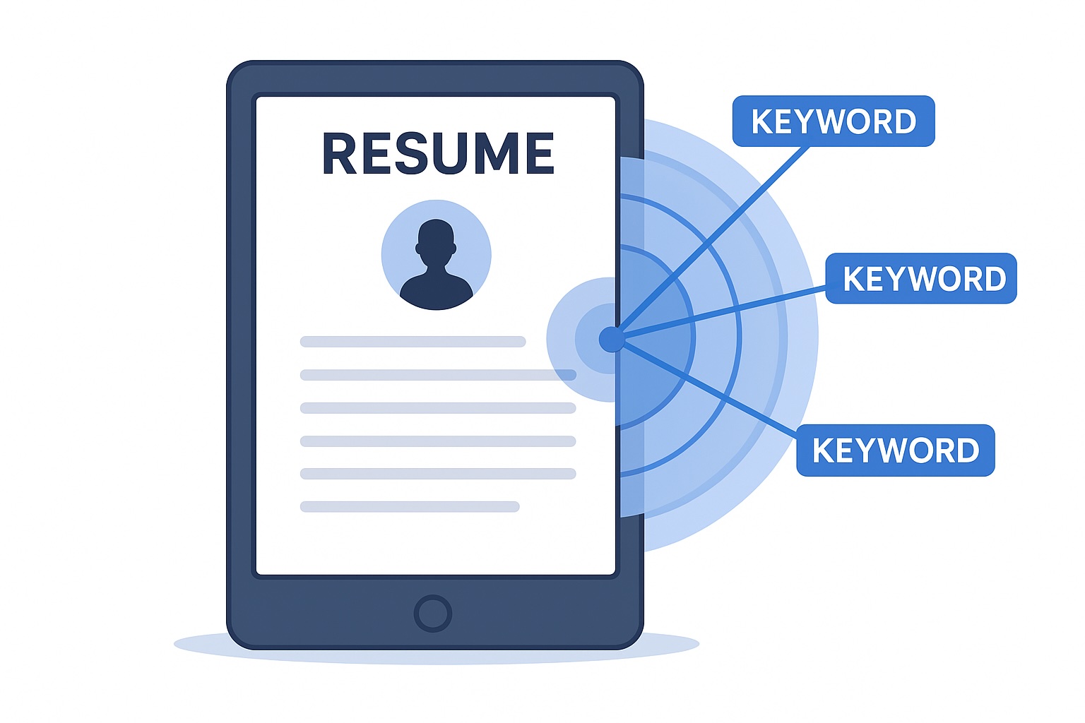 Applicant Tracking System highlighting keywords in a resume summary